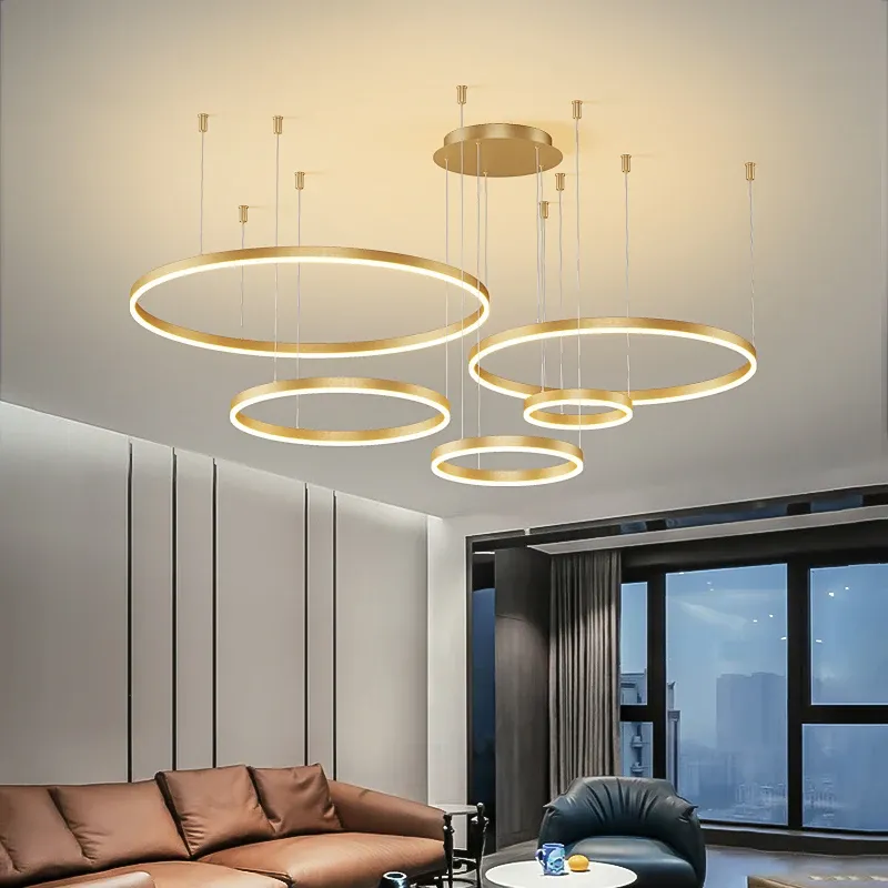 Люстра підвісна світлодіодна Kukho Golden Circle Lamp 250W золота