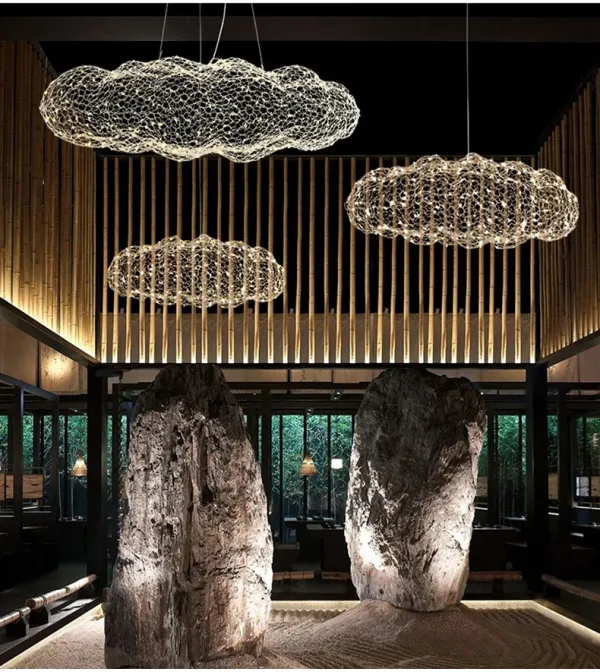 Декоративна люстра-хмаринка LED CLOUD у золотому корпусі 120х65 см