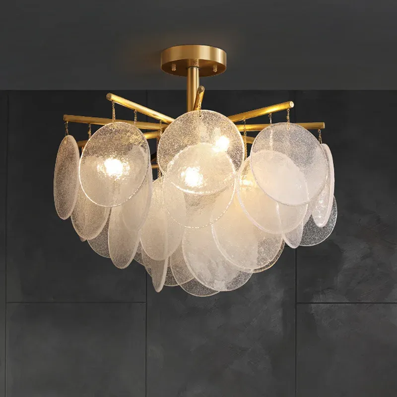 Дизайнерська люстра в латунному кольорі з скляними пластинами AT 11 60 см