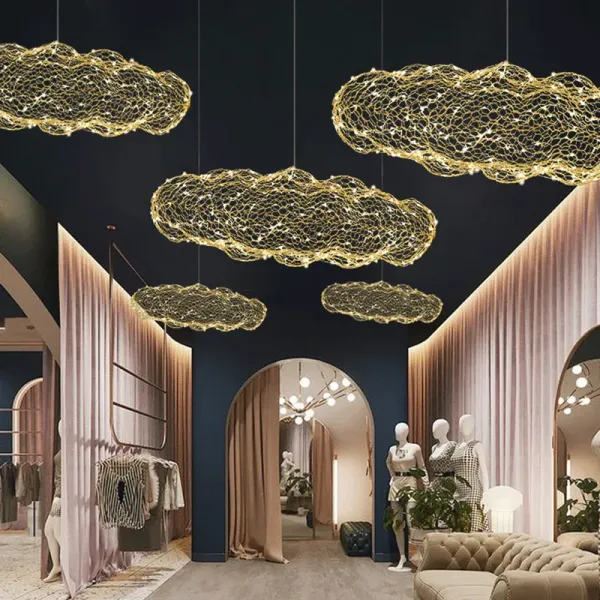 Декоративна люстра-хмаринка LED CLOUD у золотому корпусі 60х37 см