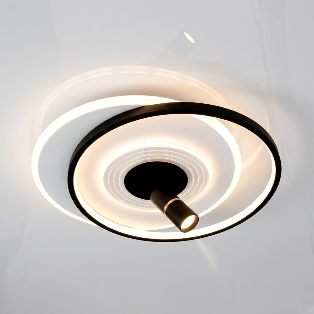 Світлодіодна чорно-біла люстра кругла із спотом Ø 47*40 см 5531WH+BK dimmer 66 W