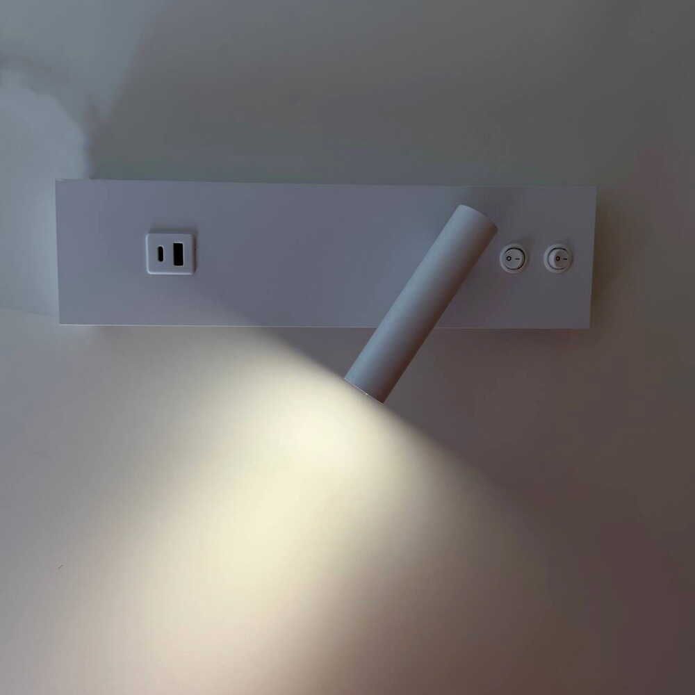 LED настінний світильник BITRIX-W USB+TYPE-C 15W Ø 30*14 см білий з вимикачем на корпусі