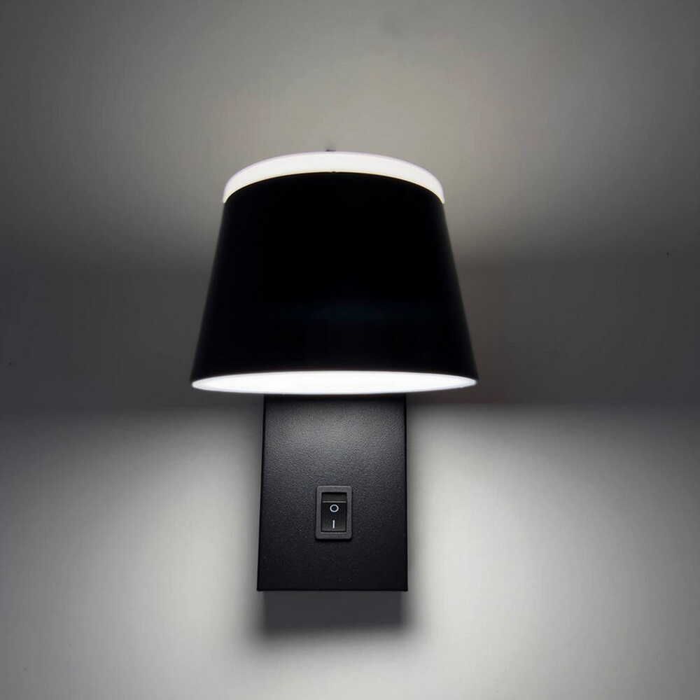 LED настінний світильник CROCUS-R 8W 4200K IP20 чорний з вимикачем на корпусі