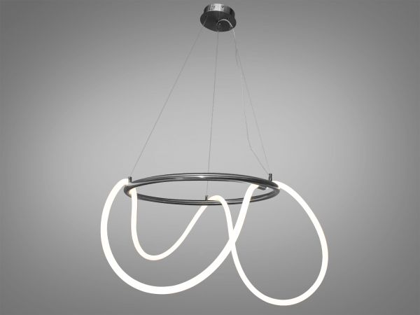Кільцева чорний хром люстра з гнучкою LED стрічкою Ø60 см SY9752-D600BHR