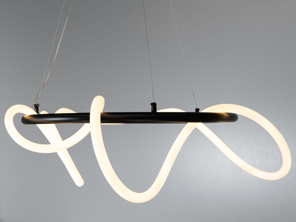 Кільцева чорна люстра з гнучкою LED стрічкою Ø60 см SY9752-D600BK
