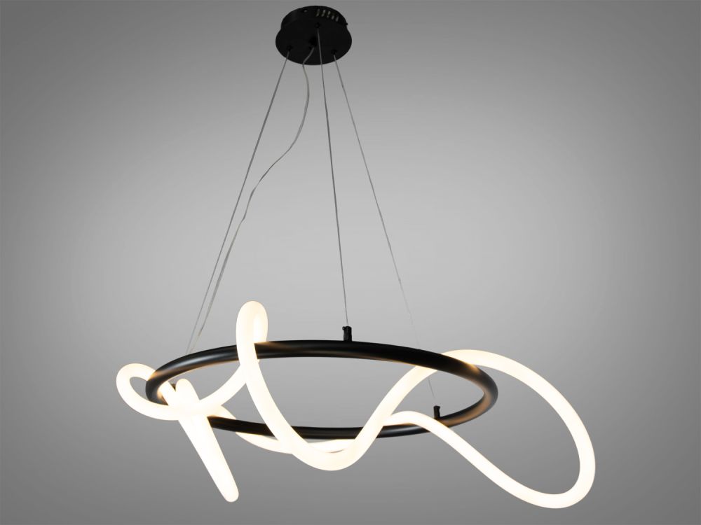 Кільцева чорна люстра з гнучкою LED стрічкою Ø60 см SY9752-D600BK