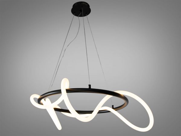 Кільцева чорна люстра з гнучкою LED стрічкою Ø60 см SY9752-D600BK