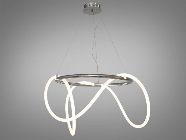Кільцева хром люстра з гнучкою LED стрічкою Ø60 см SY9752-D600CH