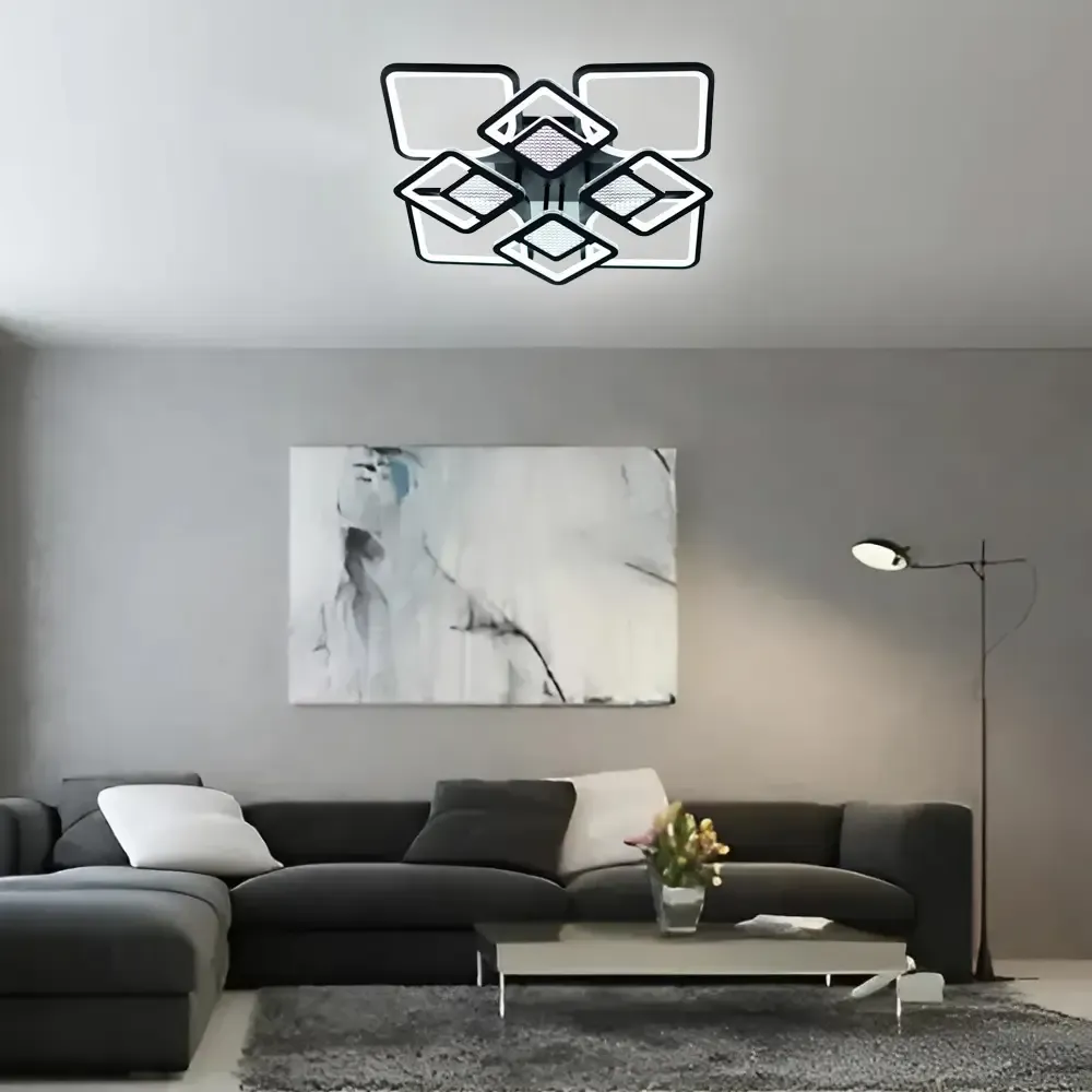 Люстра світлодіодна з пультом та додатком для телефону Tetra twist 165W чорний