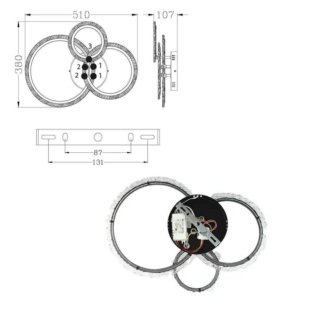Люстра світлодіодна з пультом і додатком для телефону TRIO 70W 3R SMART BLACK