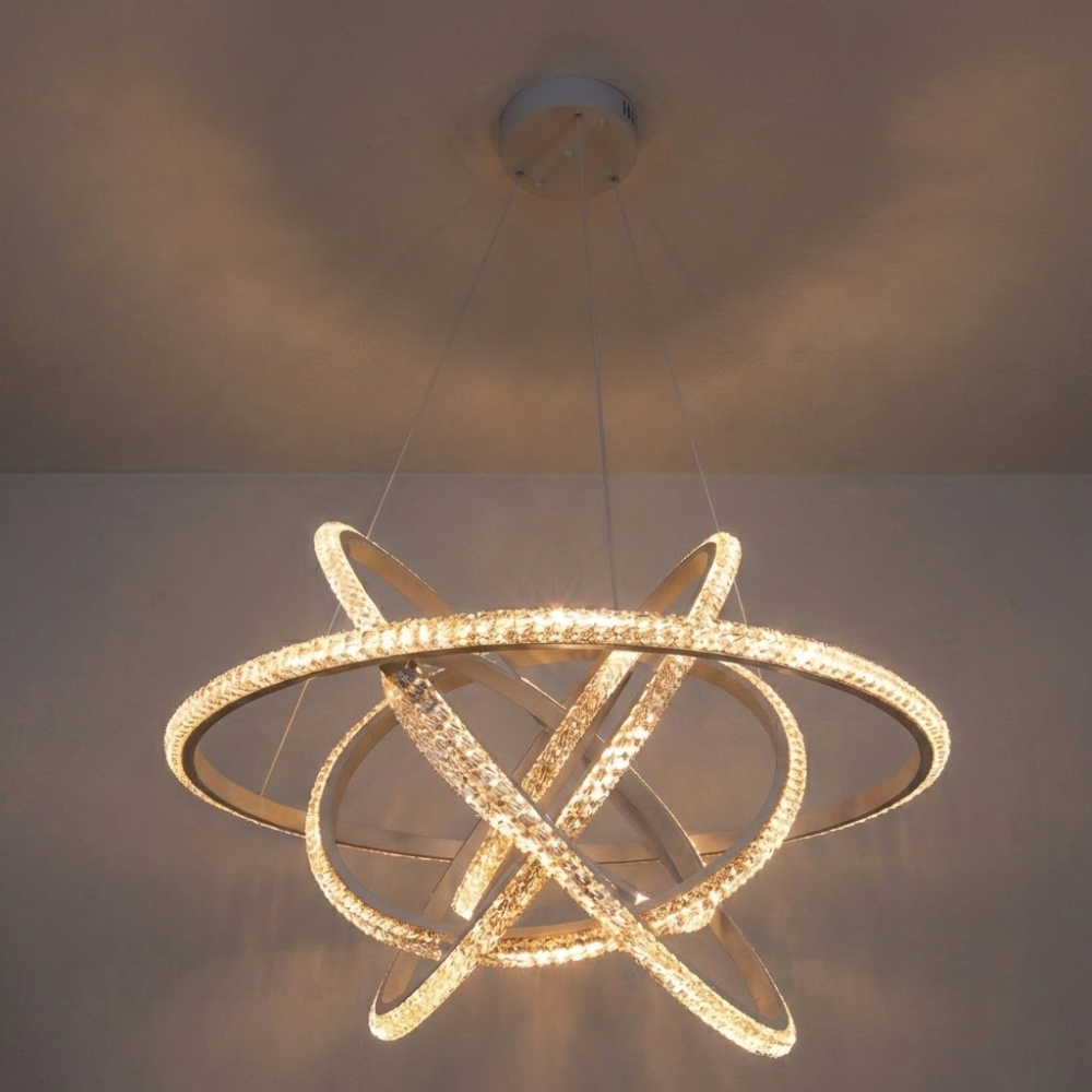Підвісна біла led люстра з пультом управління D8705/600-6WH
