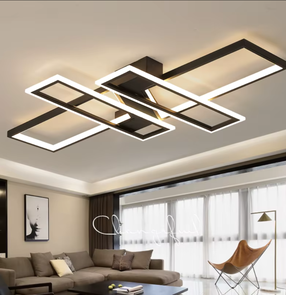 Чорна світлодіодна стельова люстра з пультом, 100W 5601/B BK