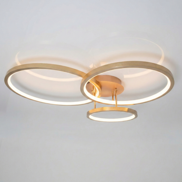 Світлодіодна золота люстра кільця Ø 85*70 см 2556G dimmer 85W
