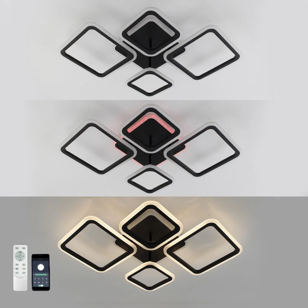 Люстра світлодіодна з пультом OVAL RGB 90W 5S чорна